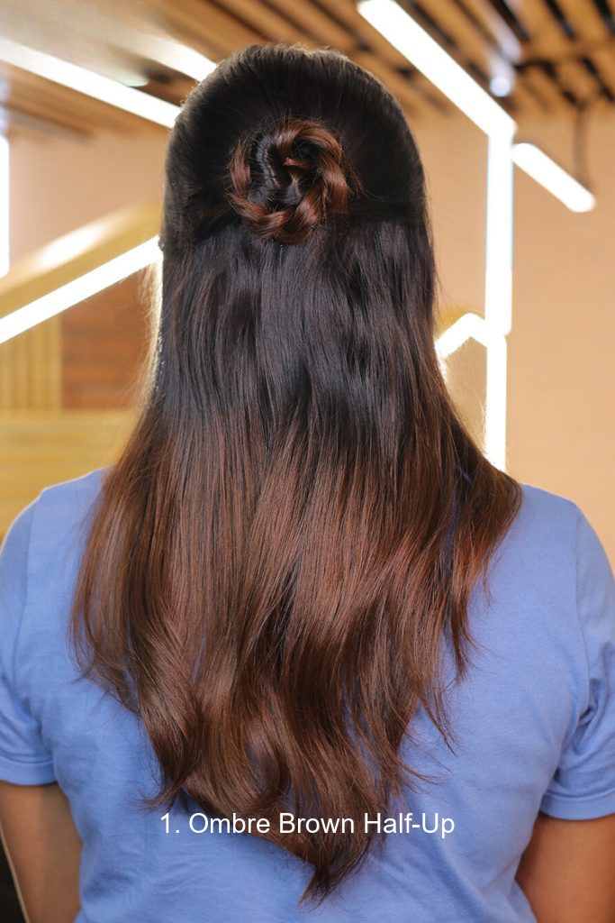 1. Ombre Brown Half-Up
