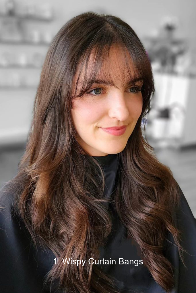 1. Wispy Curtain Bangs