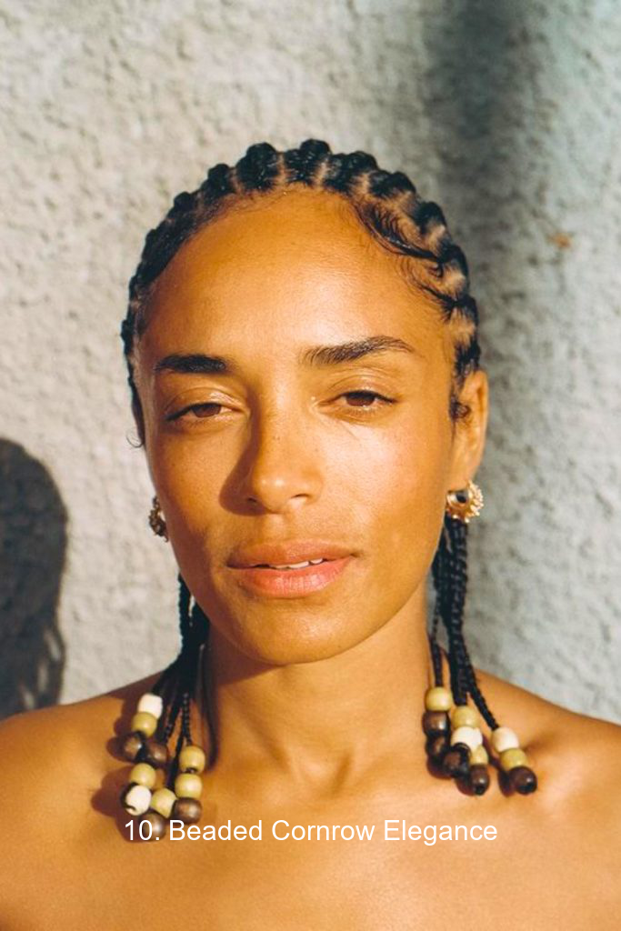 10. Beaded Cornrow Elegance