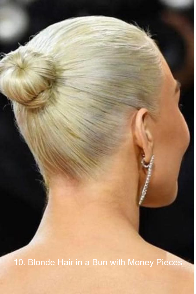 10. Blonde Hair in a Bun with Money Pieces