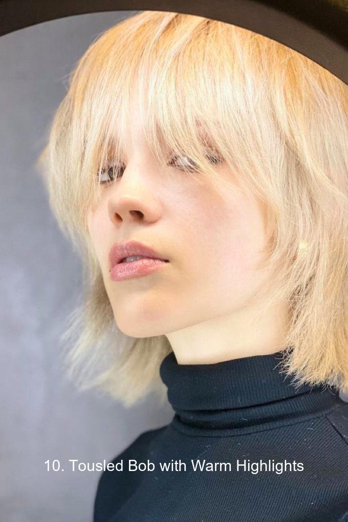 10. Tousled Bob with Warm Highlights
