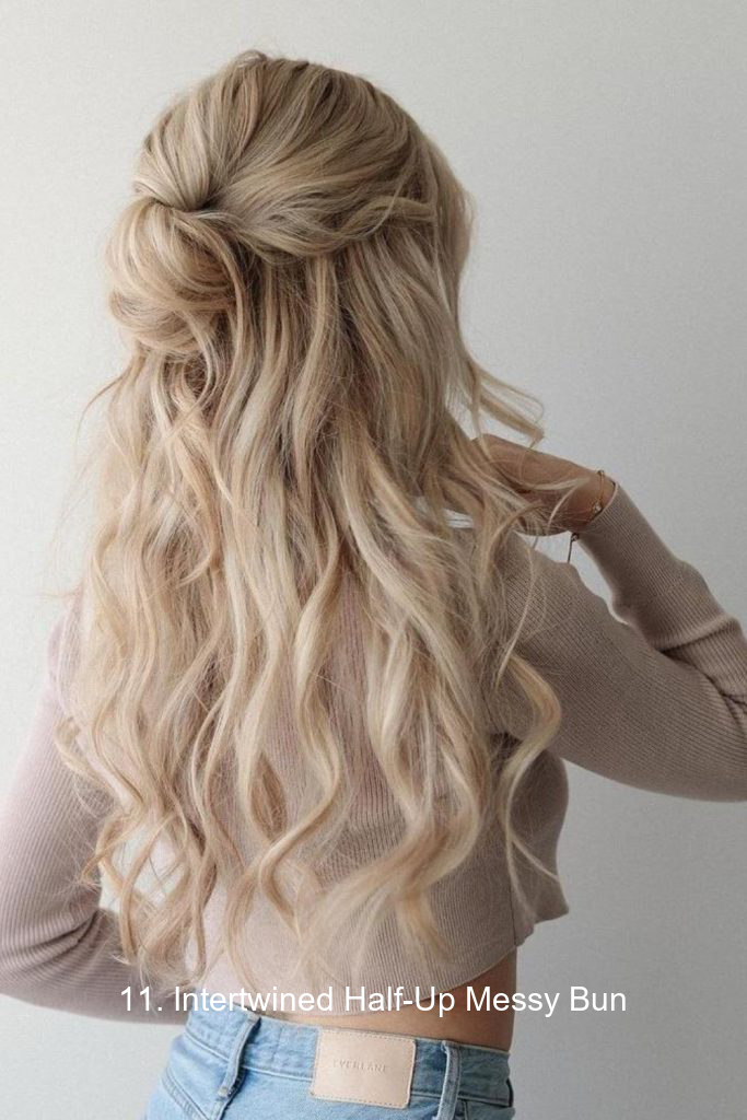 11. Intertwined Half-Up Messy Bun