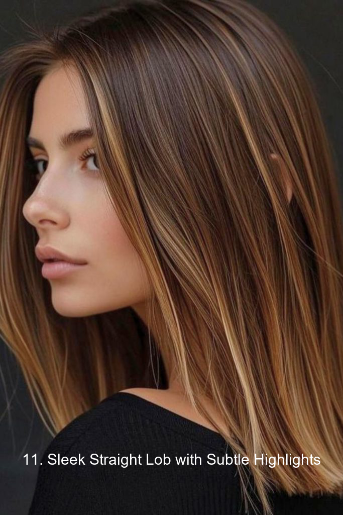 11. Sleek Straight Lob with Subtle Highlights