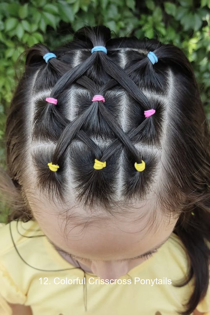 12. Colorful Crisscross Ponytails