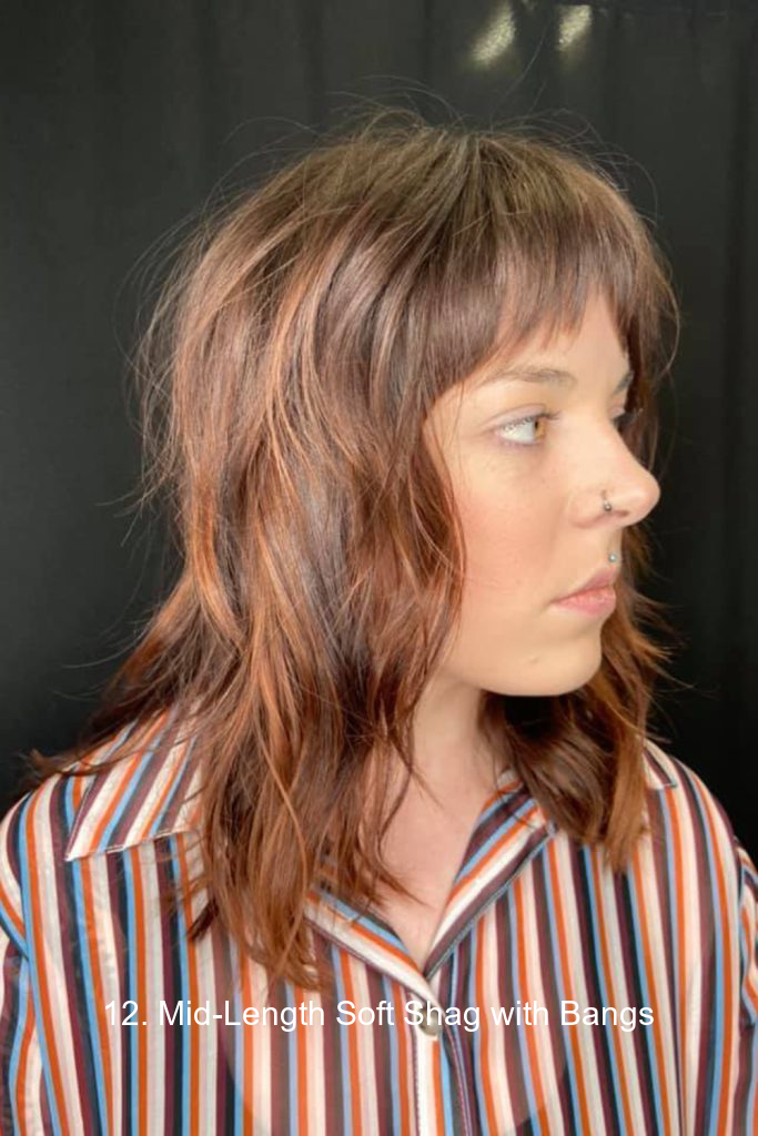 12. Mid-Length Soft Shag with Bangs