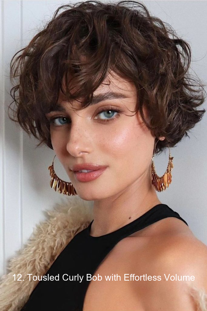 12. Tousled Curly Bob with Effortless Volume