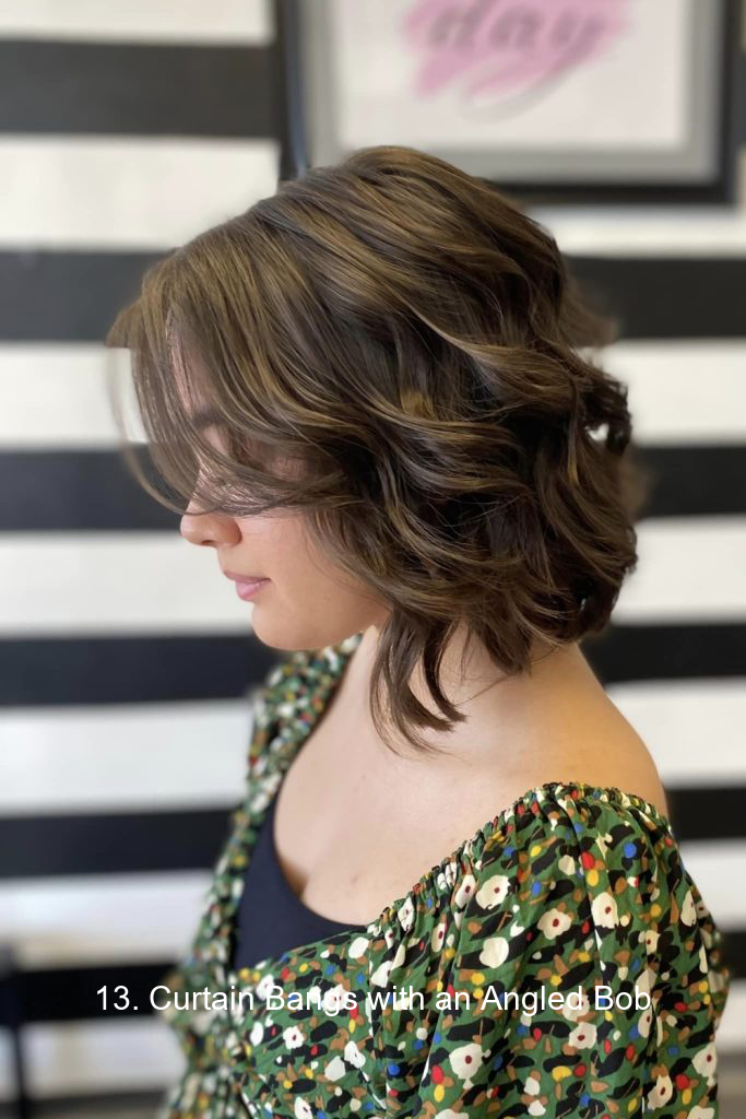 13. Curtain Bangs with an Angled Bob