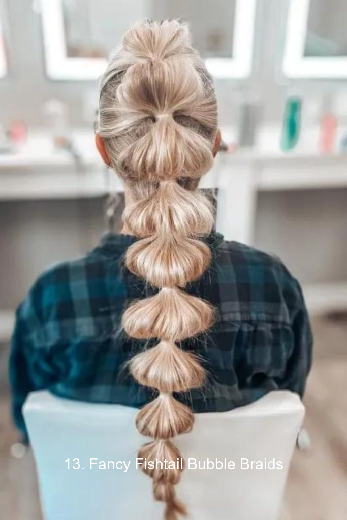 13. Fancy Fishtail Bubble Braids