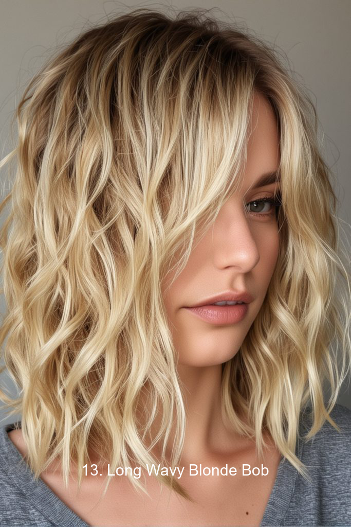 13. Long Wavy Blonde Bob