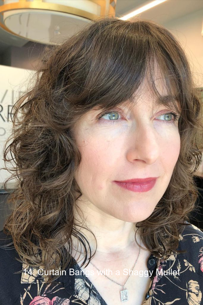 14. Curtain Bangs with a Shaggy Mullet