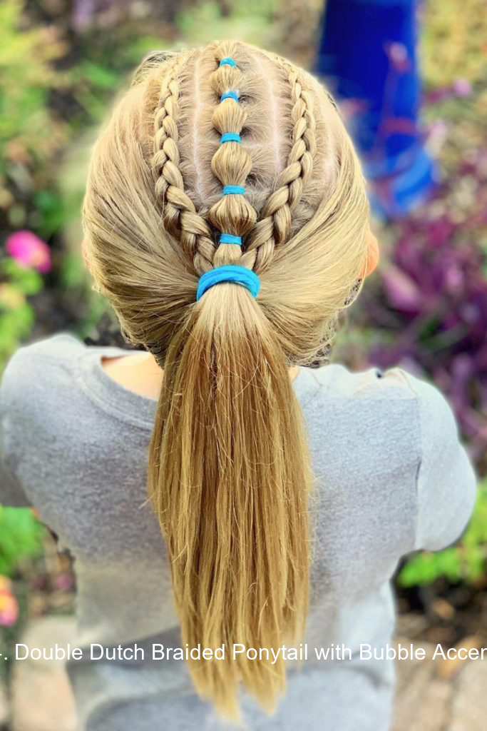 14. Double Dutch Braided Ponytail with Bubble Accents