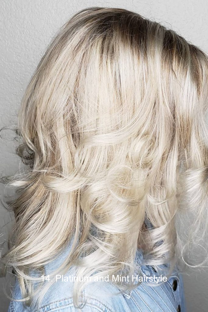 14. Platinum and Mint Hairstyle