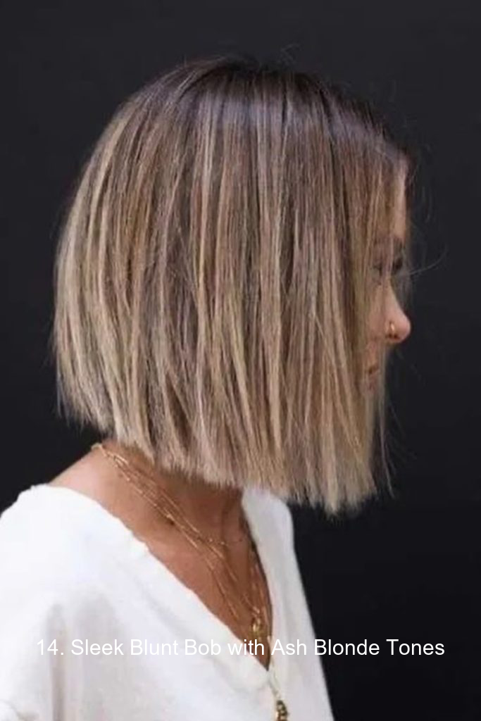 14. Sleek Blunt Bob with Ash Blonde Tones