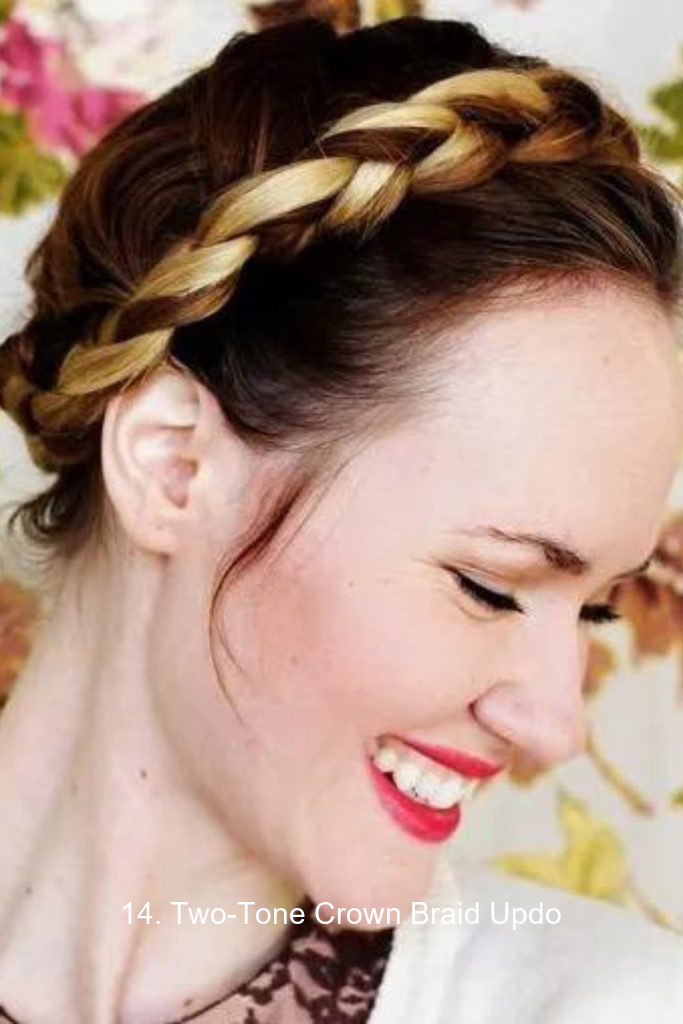 14. Two-Tone Crown Braid Updo