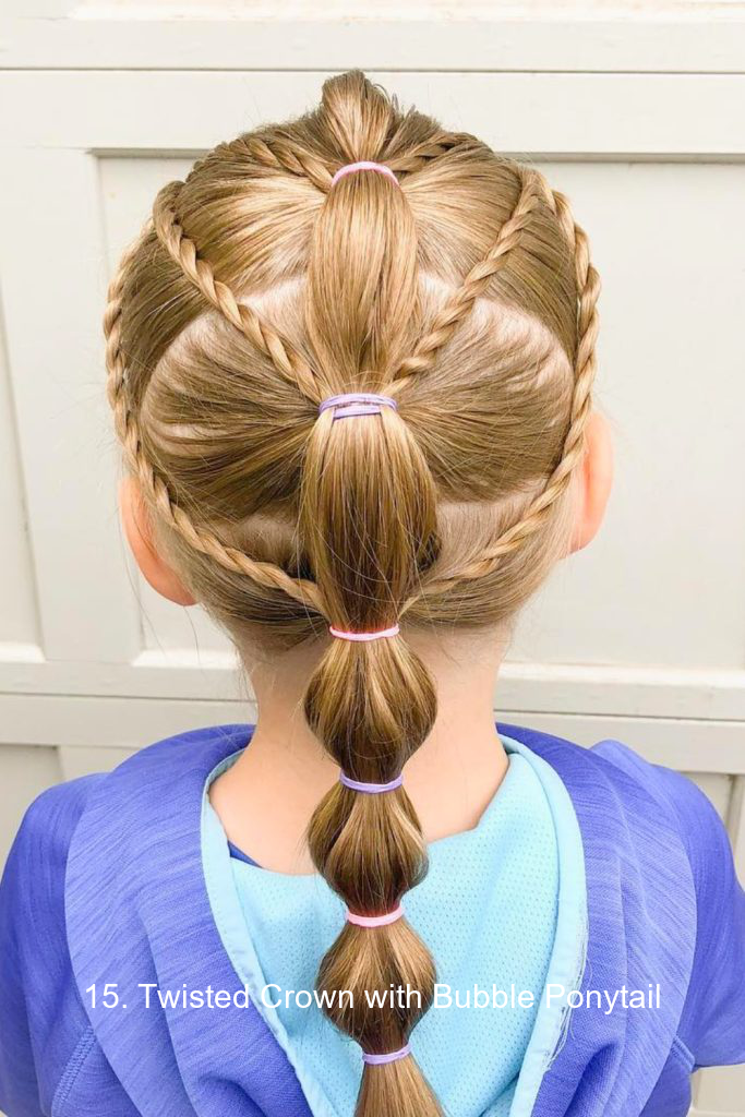 15. Twisted Crown with Bubble Ponytail