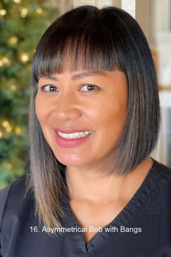 16. Asymmetrical Bob with Bangs
