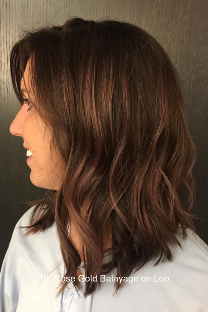 16. Rose Gold Balayage on Lob