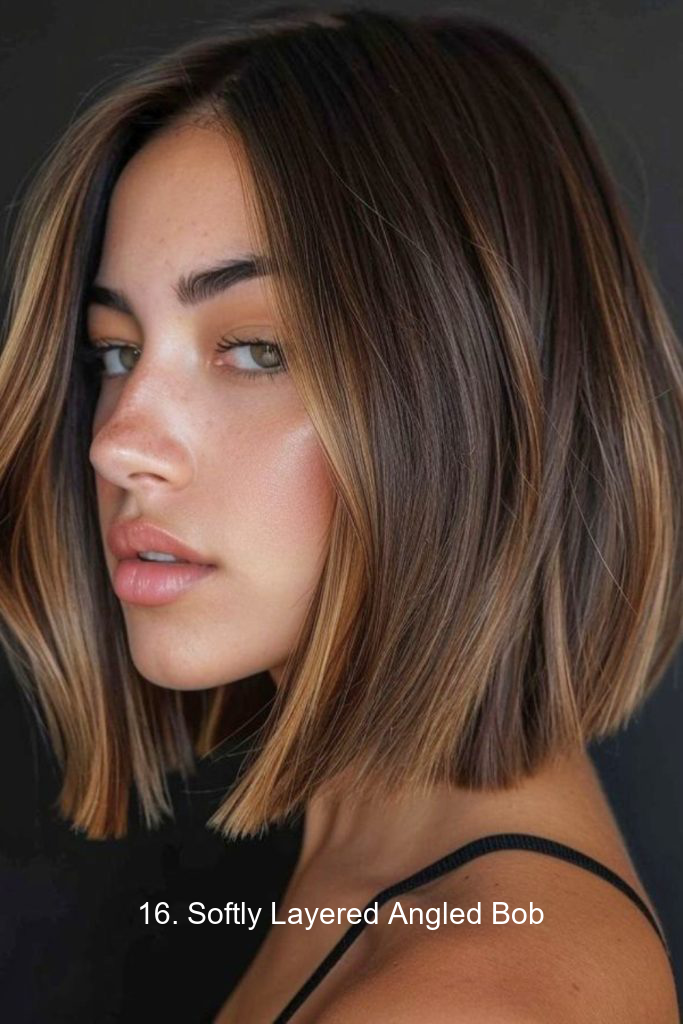 16. Softly Layered Angled Bob