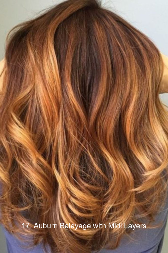 17. Auburn Balayage with Midi Layers
