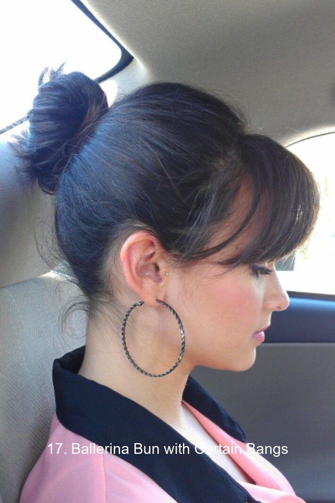 17. Ballerina Bun with Curtain Bangs