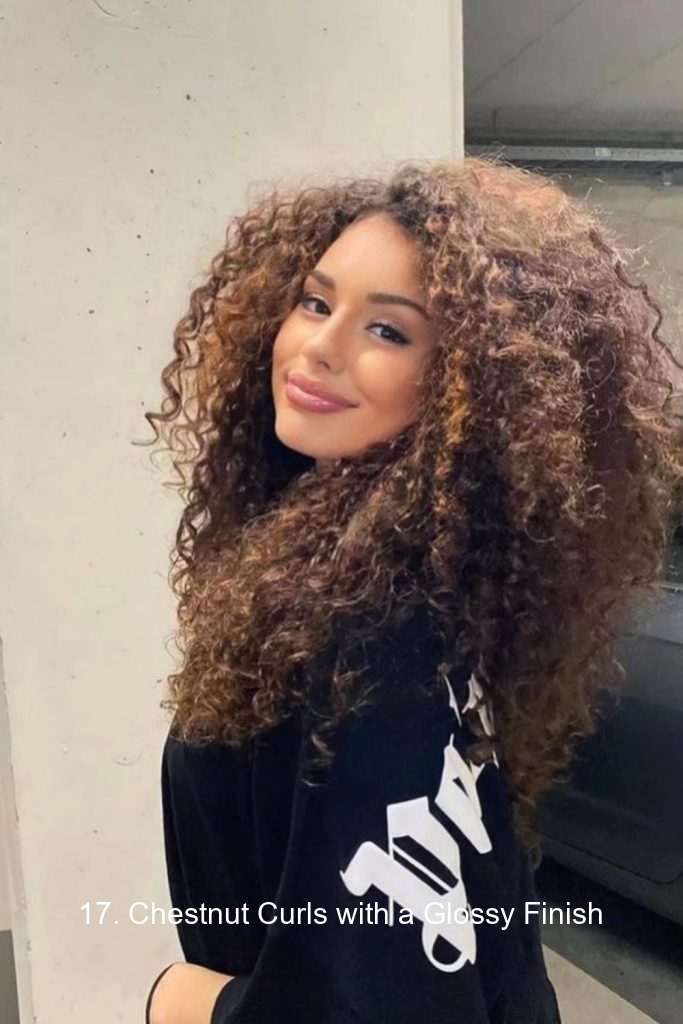 17. Chestnut Curls with a Glossy Finish