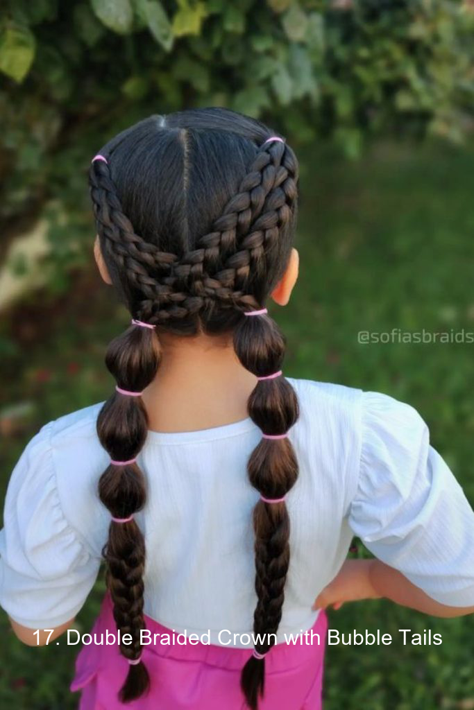 17. Double Braided Crown with Bubble Tails