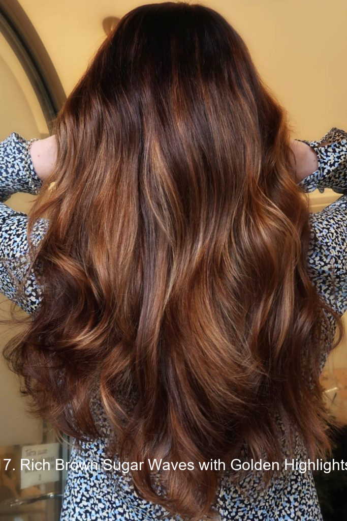 17. Rich Brown Sugar Waves with Golden Highlights