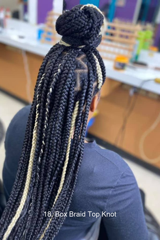 18. Box Braid Top Knot