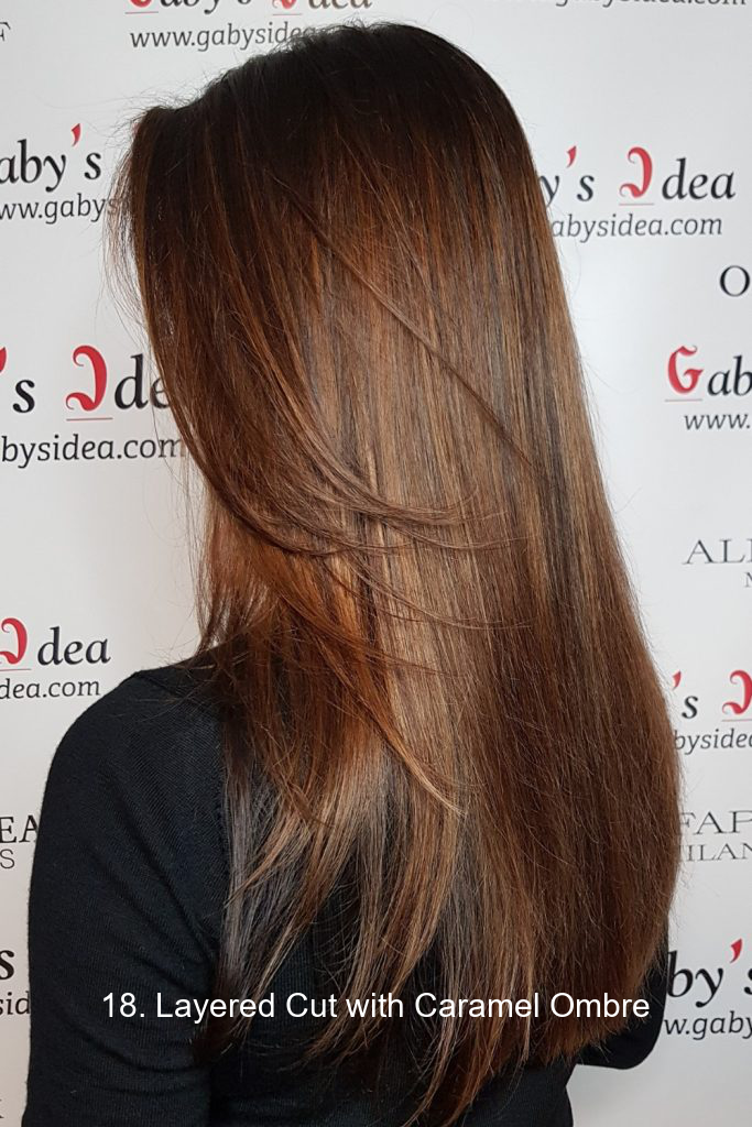 18. Layered Cut with Caramel Ombre