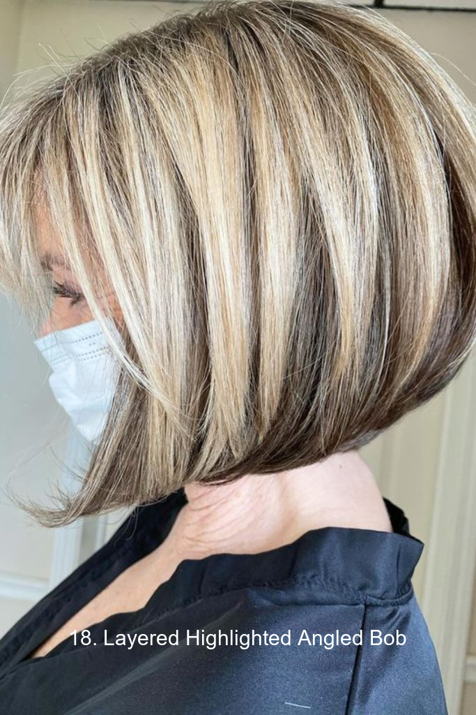 18. Layered Highlighted Angled Bob