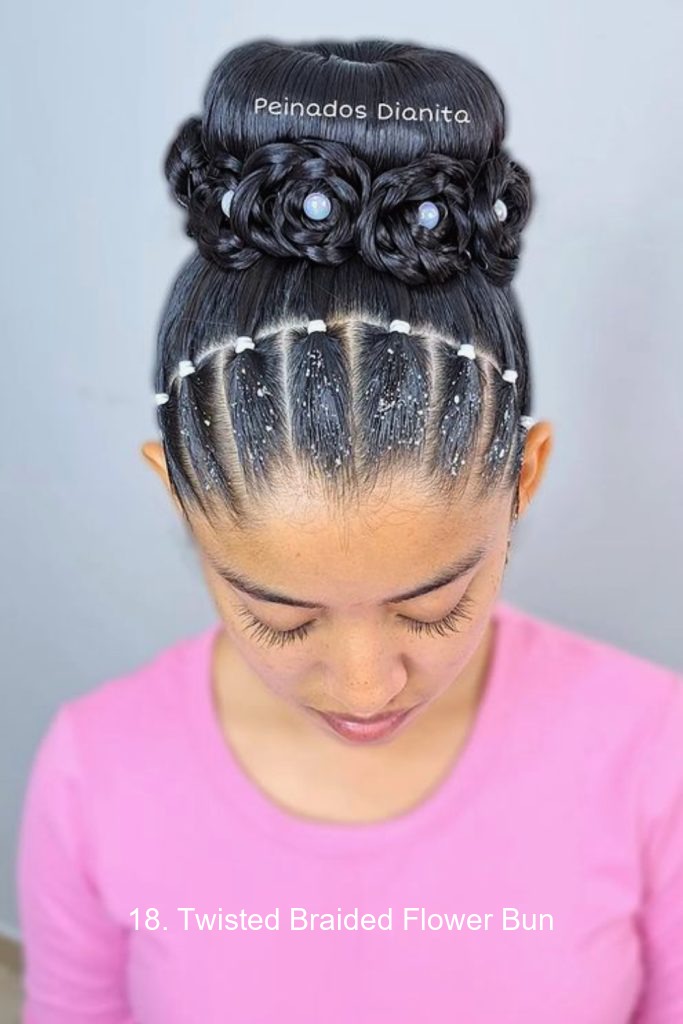 18. Twisted Braided Flower Bun