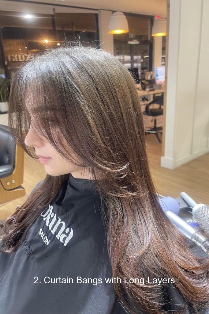 2. Curtain Bangs with Long Layers