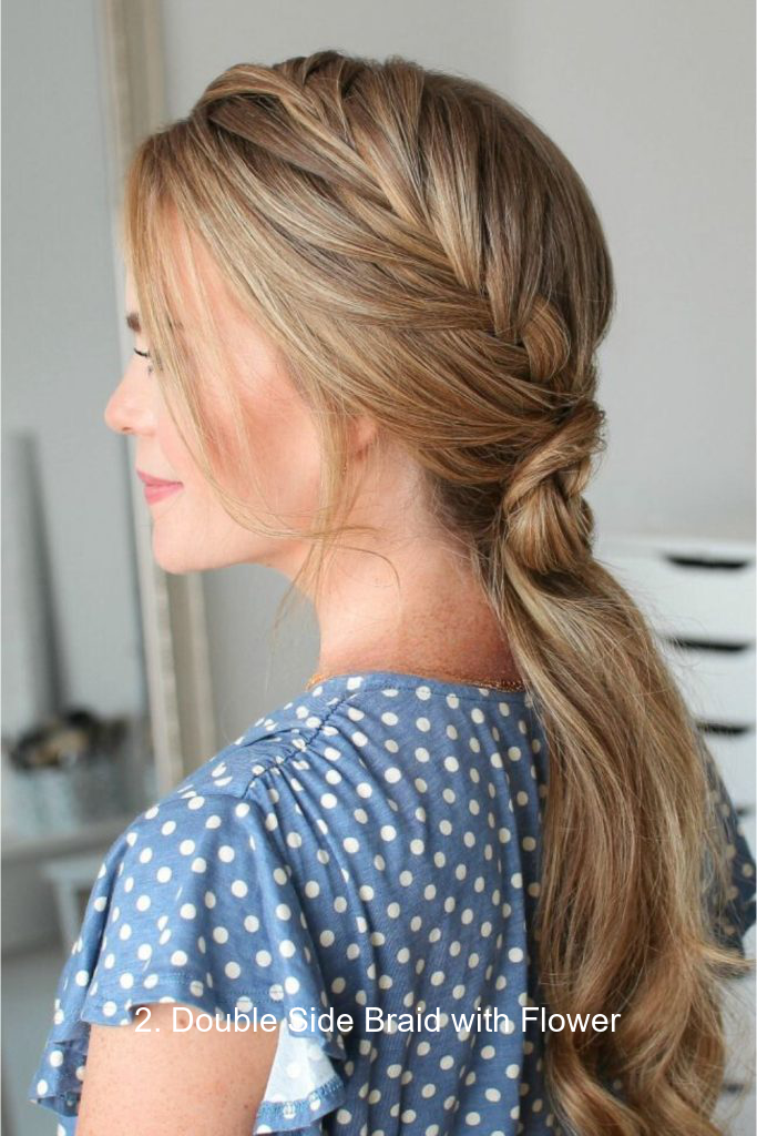 2. Double Side Braid with Flower