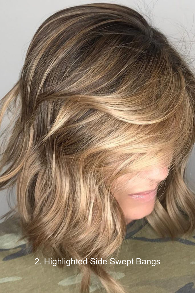 2. Highlighted Side Swept Bangs