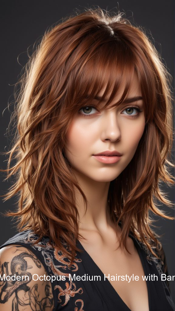 2. Modern Octopus Medium Hairstyle with Bangs