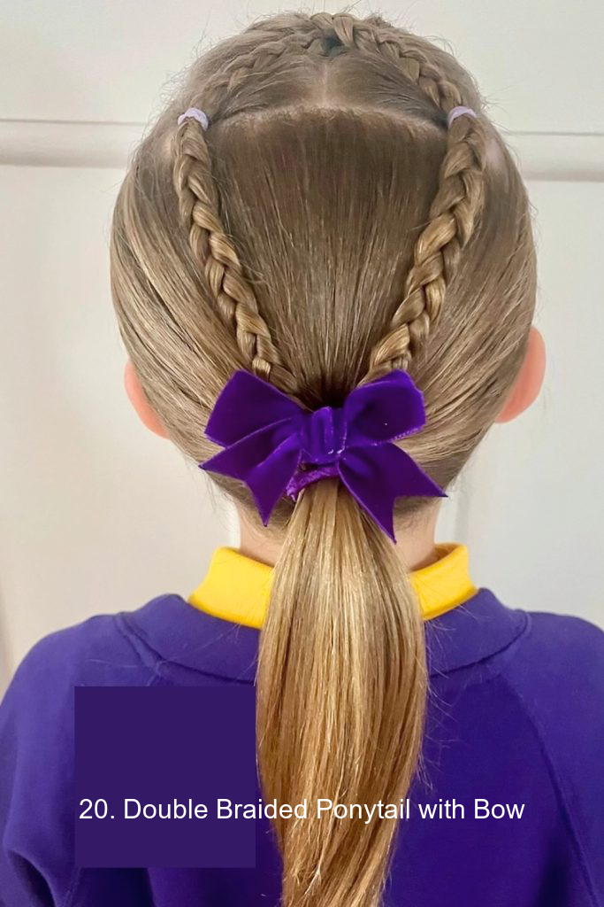 20. Double Braided Ponytail with Bow