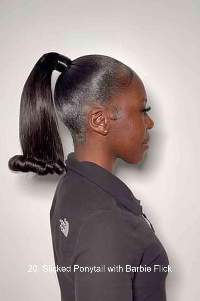 20. Slicked Ponytail with Barbie Flick