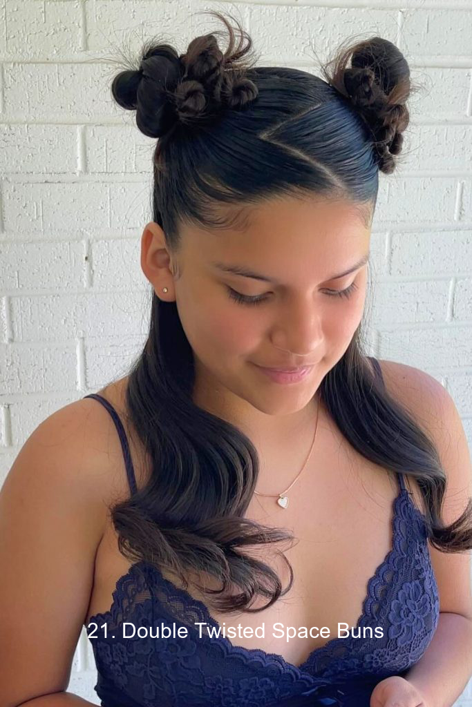 21. Double Twisted Space Buns