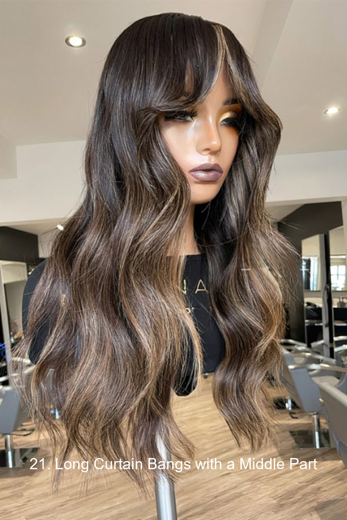 21. Long Curtain Bangs with a Middle Part