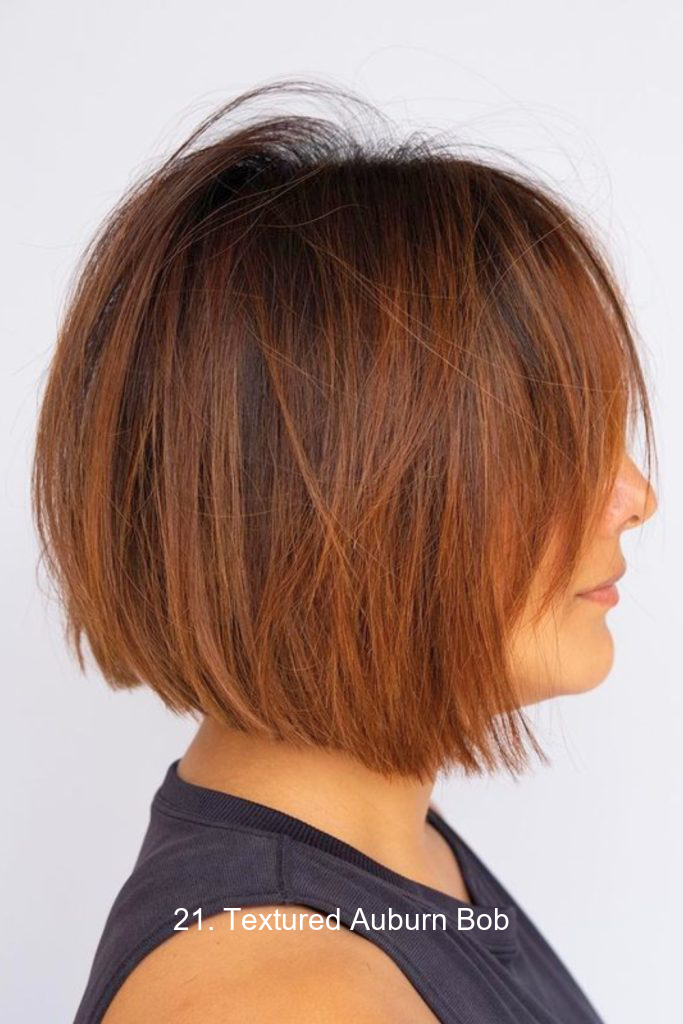 21. Textured Auburn Bob