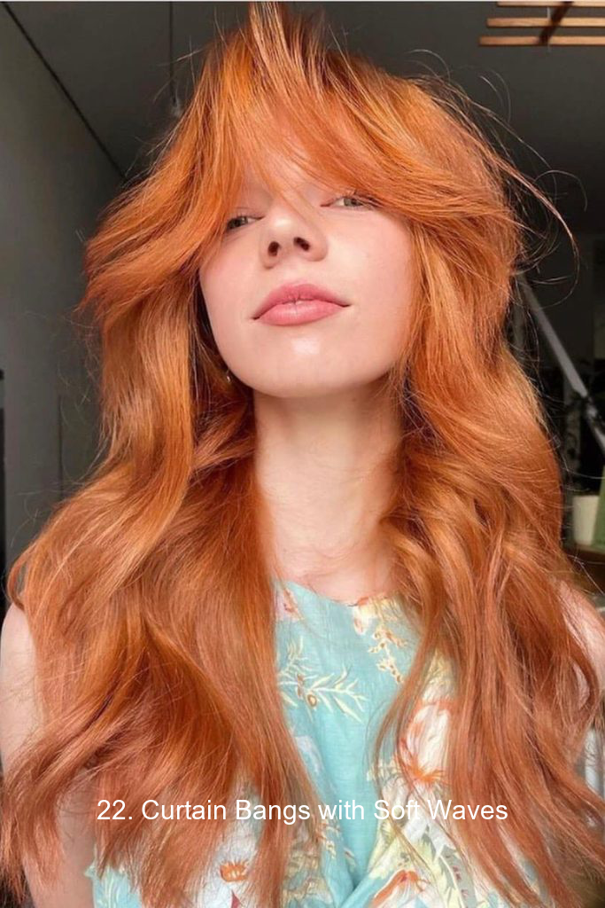 22. Curtain Bangs with Soft Waves