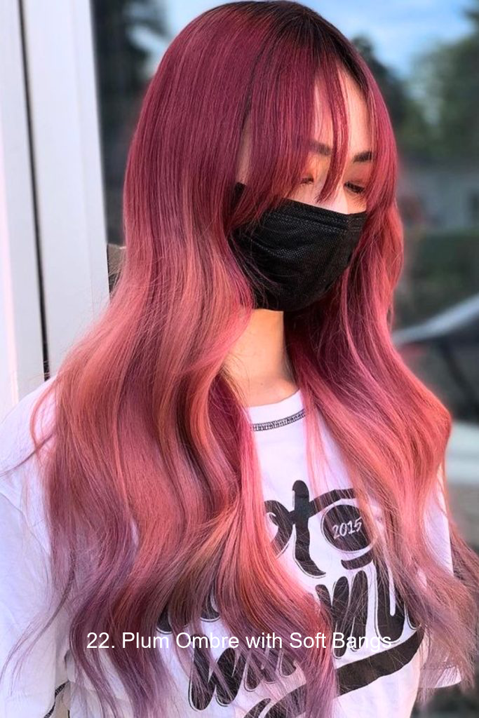 22. Plum Ombre with Soft Bangs