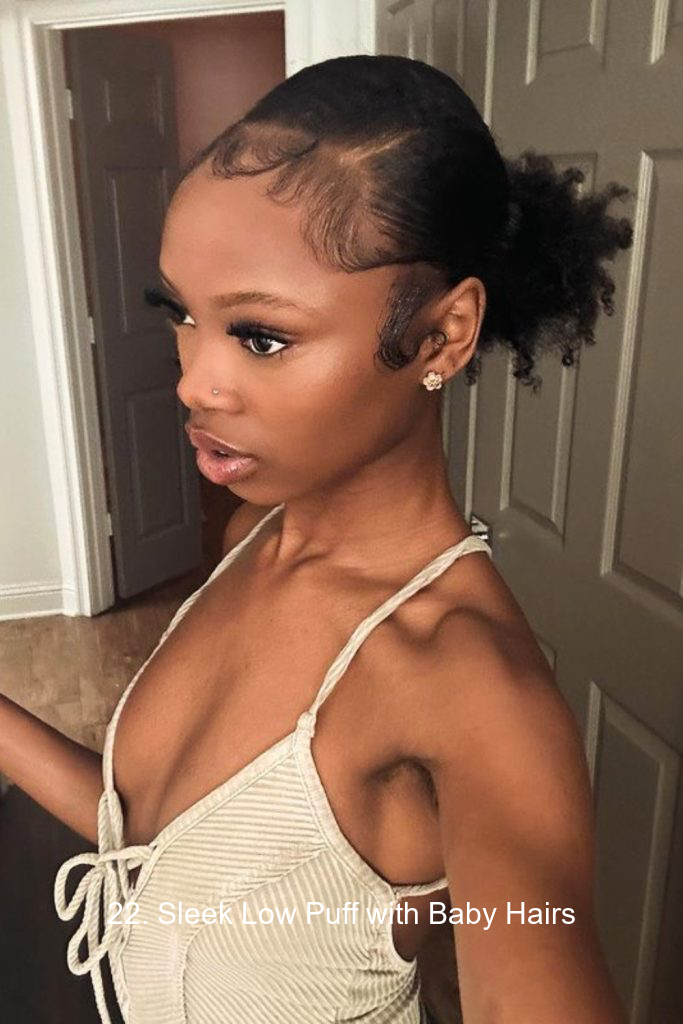 22. Sleek Low Puff with Baby Hairs