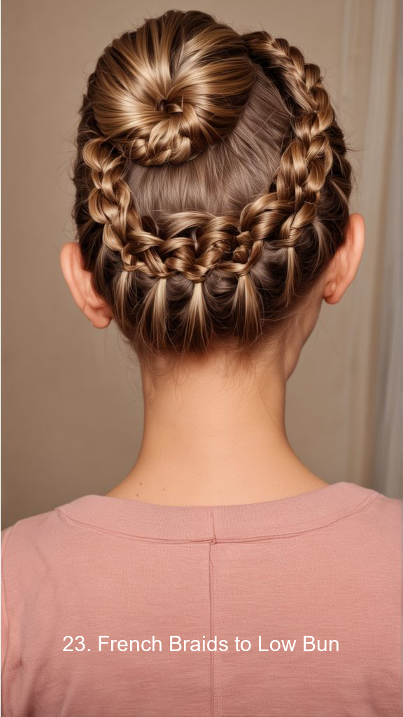 23. French Braids to Low Bun