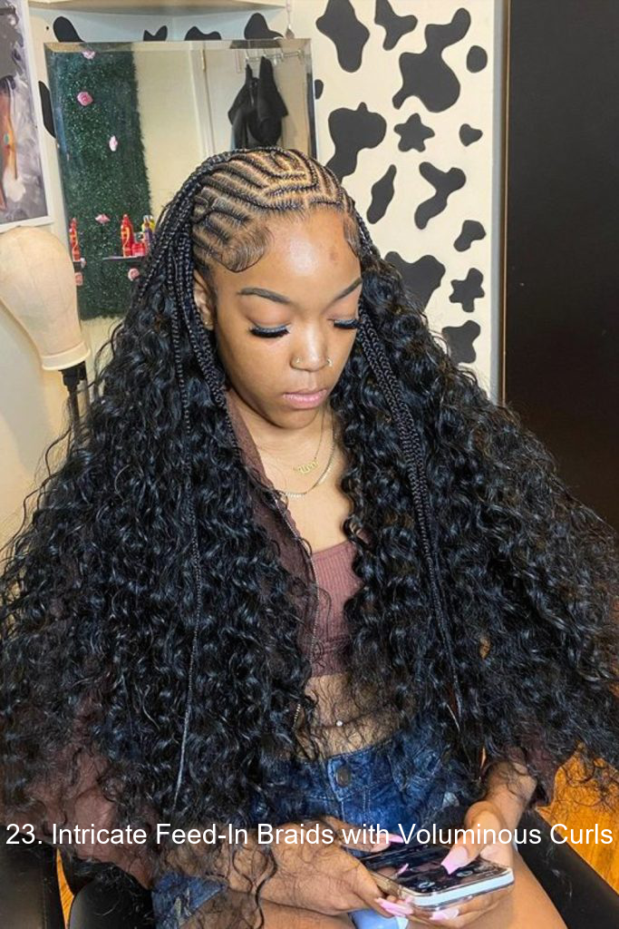 23. Intricate Feed-In Braids with Voluminous Curls