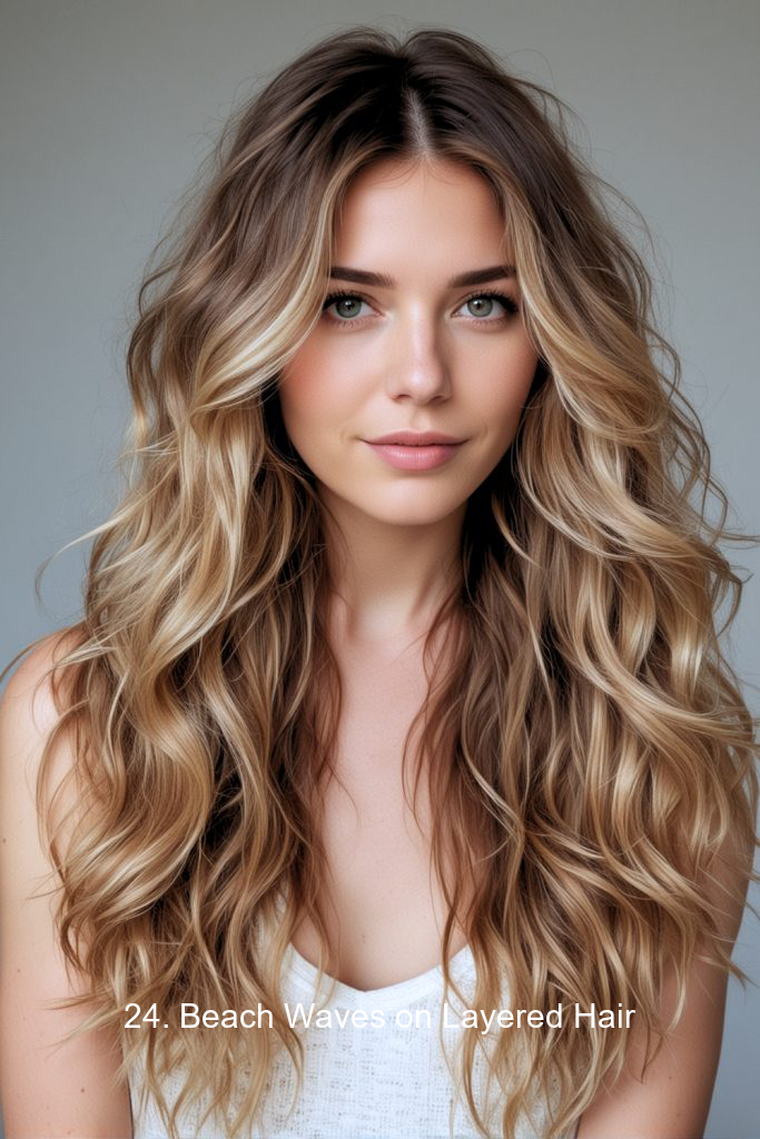 24. Beach Waves on Layered Hair