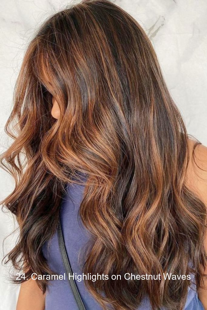 24. Caramel Highlights on Chestnut Waves