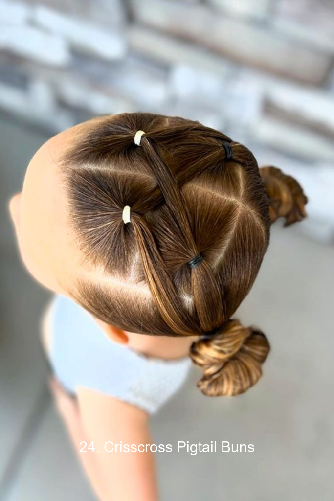 24. Crisscross Pigtail Buns