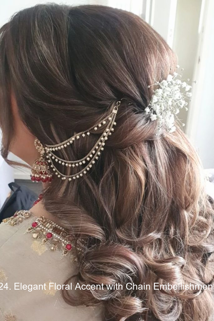 24. Elegant Floral Accent with Chain Embellishment