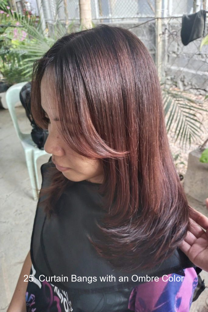 25. Curtain Bangs with an Ombre Color